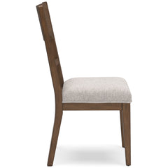 Oatmeal/Light Brown Dining Chairs, side view; sold as a matching pair; tables, additional chairs and accessories excluded - 8