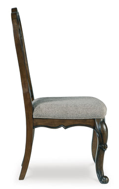 Dark Brown Dining Chairs, side view; sold as a matching pair; tables, additional chairs and accessories excluded - 6