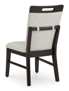 Light Gray/Brown Dining Chairs, back view; sold as a matching pair; tables, additional chairs and accessories excluded - 2