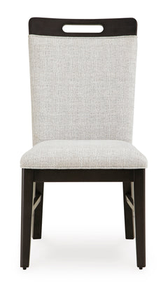 Light Gray/Brown Dining Chairs, front view; sold as a matching pair; tables, additional chairs and accessories excluded - 3