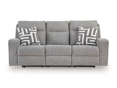 Pewter Power Reclining Seating, sofa front view - 4
