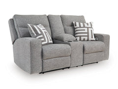 Pewter Power Reclining Seating, console loveseat upright angle - 6