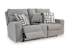 Pewter Power Reclining Seating, console loveseat reclined angle - 7