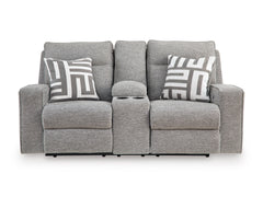 Pewter Power Reclining Seating, console loveseat front view - 9