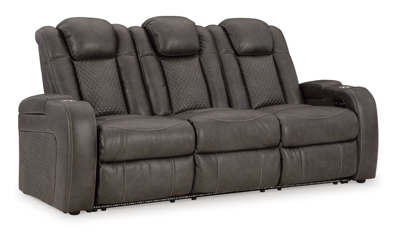 Power Reclining Sofa, Console Loveseat and Chair with Blue LED Lighting