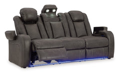 Shadow Power Reclining Seating, sofa reclined angle with blue lighting - 2