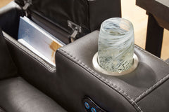 Shadow Power Reclining Seating, flip-top arm storage detail - 20