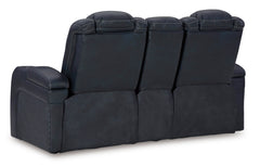 Sapphire Power Reclining Seating, console loveseat back view - 29