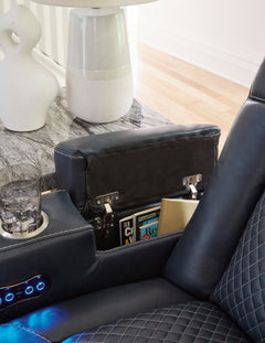 Sapphire Power Reclining Seating, flip-top arm storage detail - 41