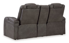 Shadow Power Reclining Seating, console loveseat back view - 8