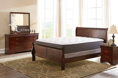 Reddish Brown / 5pc Set / Queen, product view; view 4; 5pc selection includes one bed, dresser, mirror, chest and one nightstand; any second nightstand and accessories shown are excluded - 4