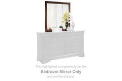 Reddish Brown / Mirror, product view; view 9; shown pieces are reference views; only the selected configuration is included; official mirror-only illustration; ghosted dresser is excluded - 9