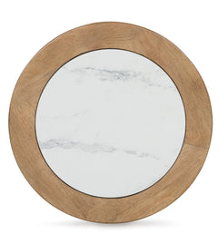 Round Faux Marble End Table with Reeded Wood-Look Base, top view; accessories excluded - 4