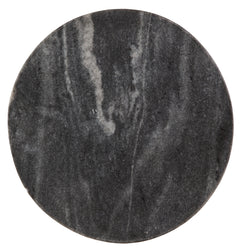 Round Marble Accent Table with Goldtone Stem and White Base, top view - 3