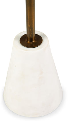 Round Marble Accent Table with Goldtone Stem and White Base, marble base detail - 5