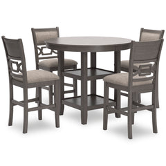 Gray / 5-Piece Counter Dining Set: Table + 4 Stools, product view 1; includes 1 table, 4 stools; decorative accessories and other furniture excluded - 1