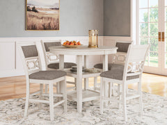 Antique White / 5-Piece Counter Dining Set: Table + 4 Stools, product view 6; includes 1 table, 4 stools; decorative accessories and other furniture excluded - 11