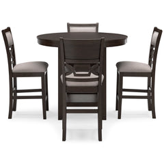 Brown / 5-Piece Counter Dining Set: Table + 4 Stools, product view 3; includes 1 table, 4 stools; decorative accessories and other furniture excluded - 14