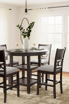 Brown / 5-Piece Counter Dining Set: Table + 4 Stools, product view 4; includes 1 table, 4 stools; decorative accessories and other furniture excluded - 15