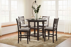 Brown / 5-Piece Counter Dining Set: Table + 4 Stools, product view 5; includes 1 table, 4 stools; decorative accessories and other furniture excluded - 16
