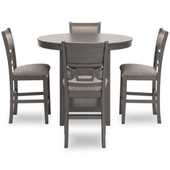 Gray / 5-Piece Counter Dining Set: Table + 4 Stools, product view 3; includes 1 table, 4 stools; decorative accessories and other furniture excluded - 3
