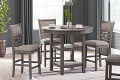 Gray / 5-Piece Counter Dining Set: Table + 4 Stools, product view 4; includes 1 table, 4 stools; decorative accessories and other furniture excluded - 4