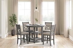 Gray / 5-Piece Counter Dining Set: Table + 4 Stools, product view 5; includes 1 table, 4 stools; decorative accessories and other furniture excluded - 5