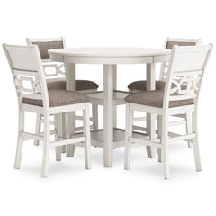 Antique White / 5-Piece Counter Dining Set: Table + 4 Stools, product view 1; includes 1 table, 4 stools; decorative accessories and other furniture excluded - 6