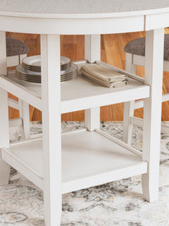 Antique White / 5-Piece Counter Dining Set: Table + 4 Stools, product view 2; includes 1 table, 4 stools; decorative accessories and other furniture excluded - 7