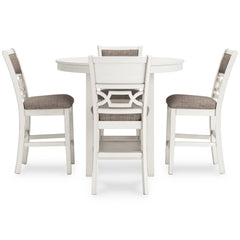 Antique White / 5-Piece Counter Dining Set: Table + 4 Stools, product view 3; includes 1 table, 4 stools; decorative accessories and other furniture excluded - 8