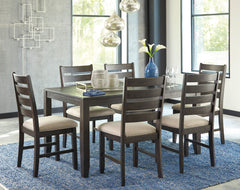 Brown / 7-Piece Dining Set: Table + 6 Chairs, product view 2; includes 1 table, 6 chairs; decorative accessories and other furniture excluded - 2