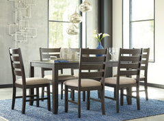 Brown / 7-Piece Dining Set: Table + 6 Chairs, product view 3; includes 1 table, 6 chairs; decorative accessories and other furniture excluded - 3
