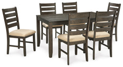Brown / 7-Piece Dining Set: Table + 6 Chairs, product view 5; includes 1 table, 6 chairs; decorative accessories and other furniture excluded - 5