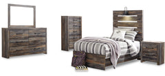 Rustic Brown with Orange and Teal Accents / 5pc Set / Twin, view 1; selected configuration only; mattress bedding and decorative accessories not included - 32