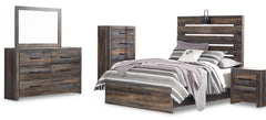 Rustic Brown with Orange and Teal Accents / 5pc Set / Full, view 1; selected configuration only; mattress bedding and decorative accessories not included - 45