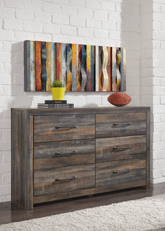 Rustic Brown with Orange and Teal Accents / Dresser, view 4; selected configuration only; mattress bedding and decorative accessories not included - 55