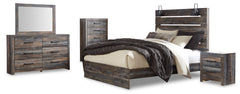 Rustic Brown with Orange and Teal Accents / 5pc Set / Queen, view 1; selected configuration only; mattress bedding and decorative accessories not included - 6