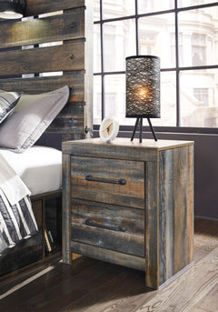 Rustic Brown with Orange and Teal Accents / Nightstand, view 4; selected configuration only; mattress bedding and decorative accessories not included - 67