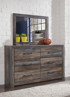 Rustic Brown with Orange and Teal Accents / Dresser + Mirror, view 2; selected configuration only; mattress bedding and decorative accessories not included - 70