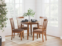 Rustic Brown Table / Rustic Brown Seating / Table + 4 Chairs, product view 3; included: 1 table; 4 matching chairs; all other furniture and accessories excluded - 9