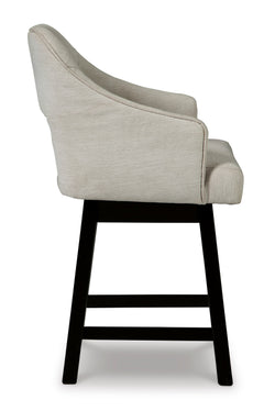 Linen/Brown / Counter Height — Set of 2 Stools, side view; matching pair included; additional furniture and accessories excluded - 12