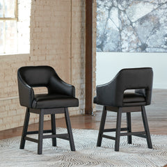 Black/Dark Brown / Counter Height — Set of 2 Stools, additional product view; matching pair included; additional furniture and accessories excluded - 3