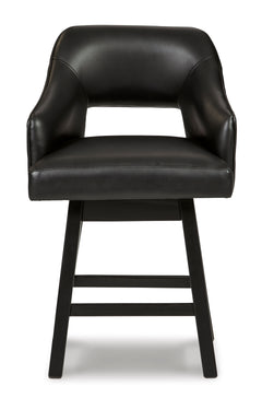 Black/Dark Brown / Counter Height — Set of 2 Stools, front view; matching pair included; additional furniture and accessories excluded - 5