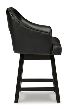 Black/Dark Brown / Counter Height — Set of 2 Stools, side view; matching pair included; additional furniture and accessories excluded - 6