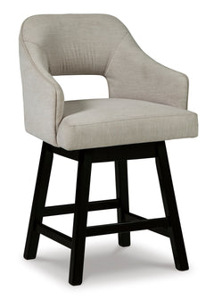 Linen/Brown / Counter Height — Set of 2 Stools, angle view; matching pair included; additional furniture and accessories excluded - 7