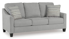 Shadow gray living room seating, sofa angled view - 1