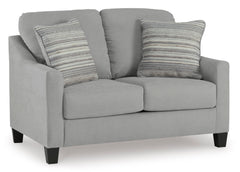 Shadow gray living room seating, loveseat angled view - 6