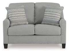 Shadow gray living room seating, loveseat front view - 7