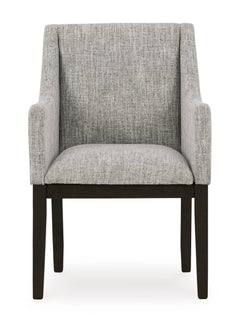 Beige/Dark Brown / Pair of Dining Armchairs, front view; 2 chairs included; additional furniture and accessories excluded - 5