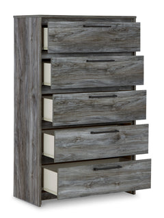Smoky gray five-drawer chest, open drawers - 2